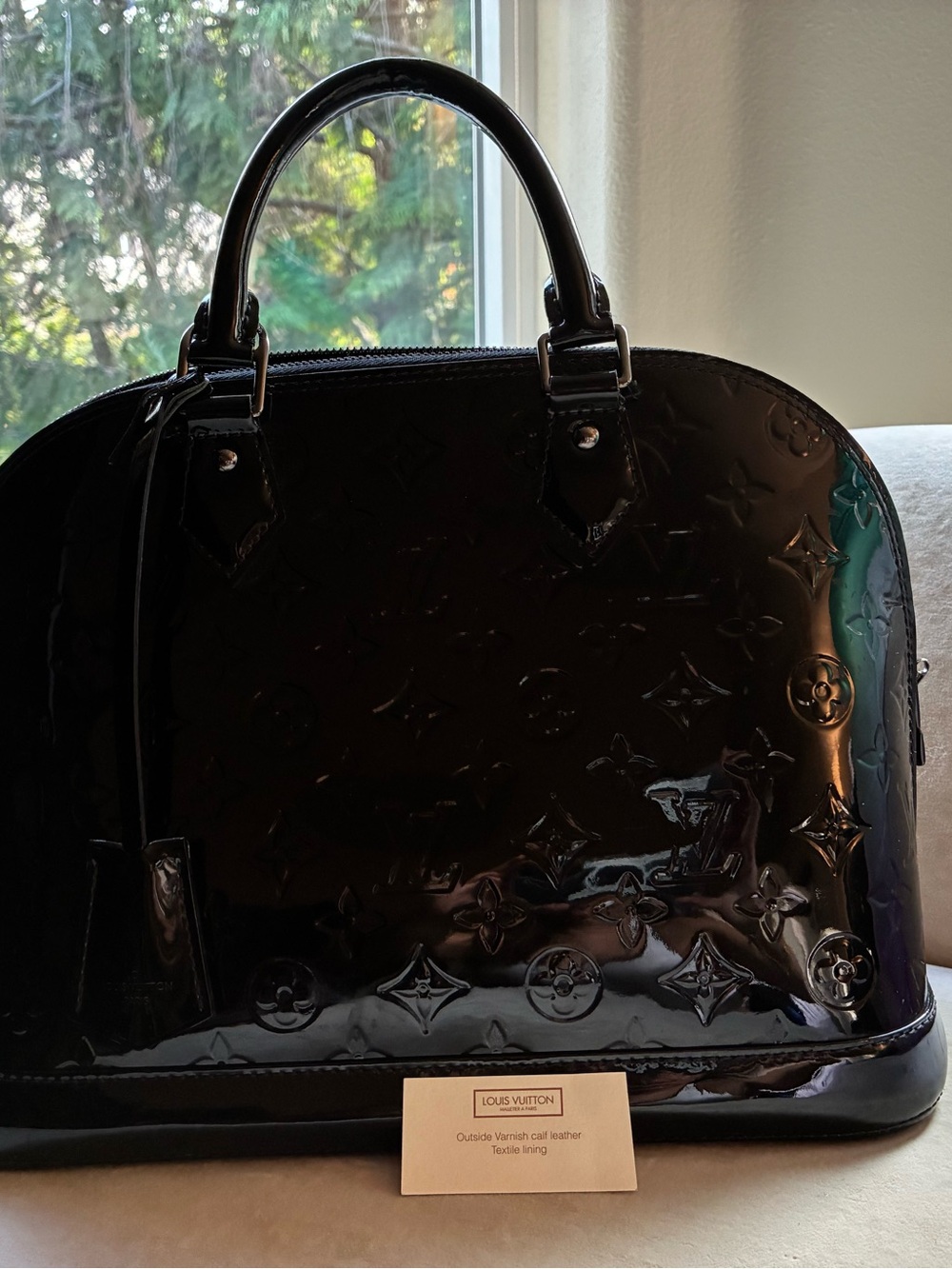 Louis Vuitton Black Patent Alma Satchel